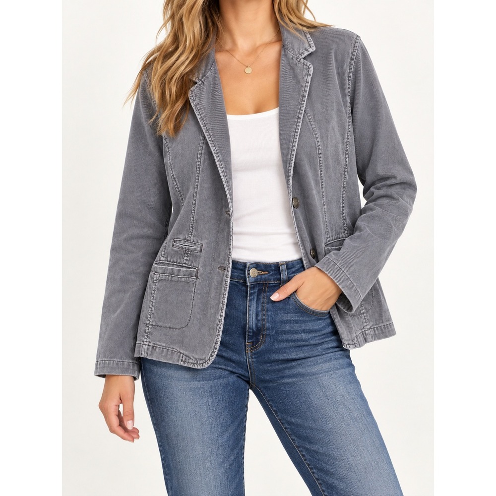 RuffHewn Gray Corduroy Blazer Jacket Plus Size 2X Cotton Vintage Aesthetic Gray